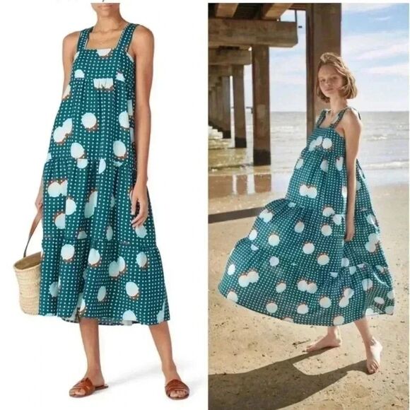Hunter Bell Teal Polka Dot Midi Dress - Picture 11 of 15